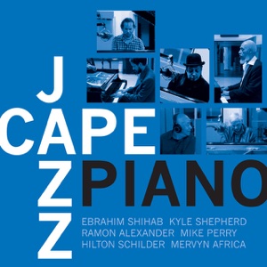 Cover of the Cape Jazz Piano compilation — a blue sleeve with studio portraits of the featured pianists, Ramon Alexander among them.